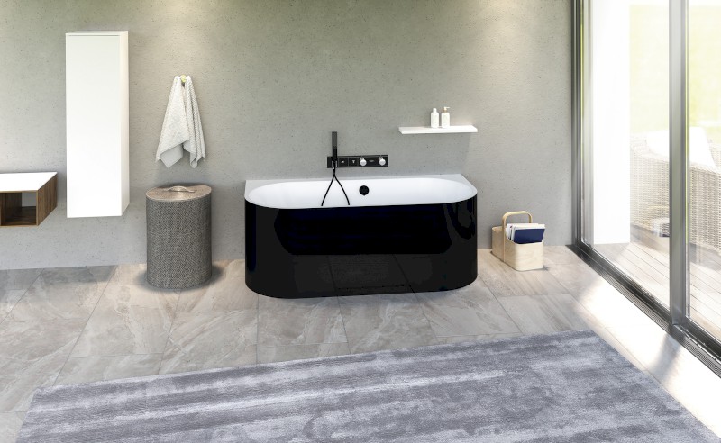 ASTRA DL MONOLITH nástěnná stojící vana 160x75x60cm, bílá/černá 33611MDLB