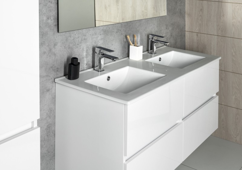 SLIM keramické dvojumyvadlo, nábytkové, 120x46,5cm, bílá 1601-120