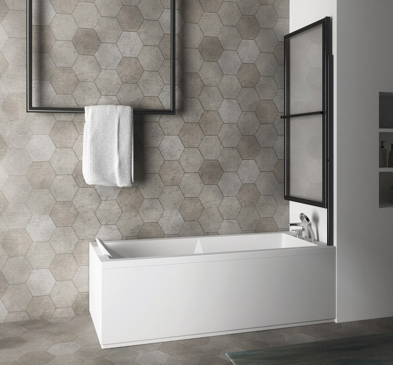 KAGERA vanová zástěna s pneumatickým zdvihem, š. 710mm, černá mat, čiré sklo 30336B