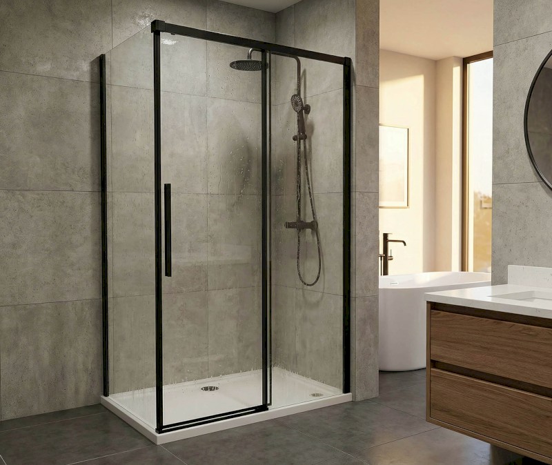 LUXOR BLACK boční stěna 800mm, čiré sklo GU5680B