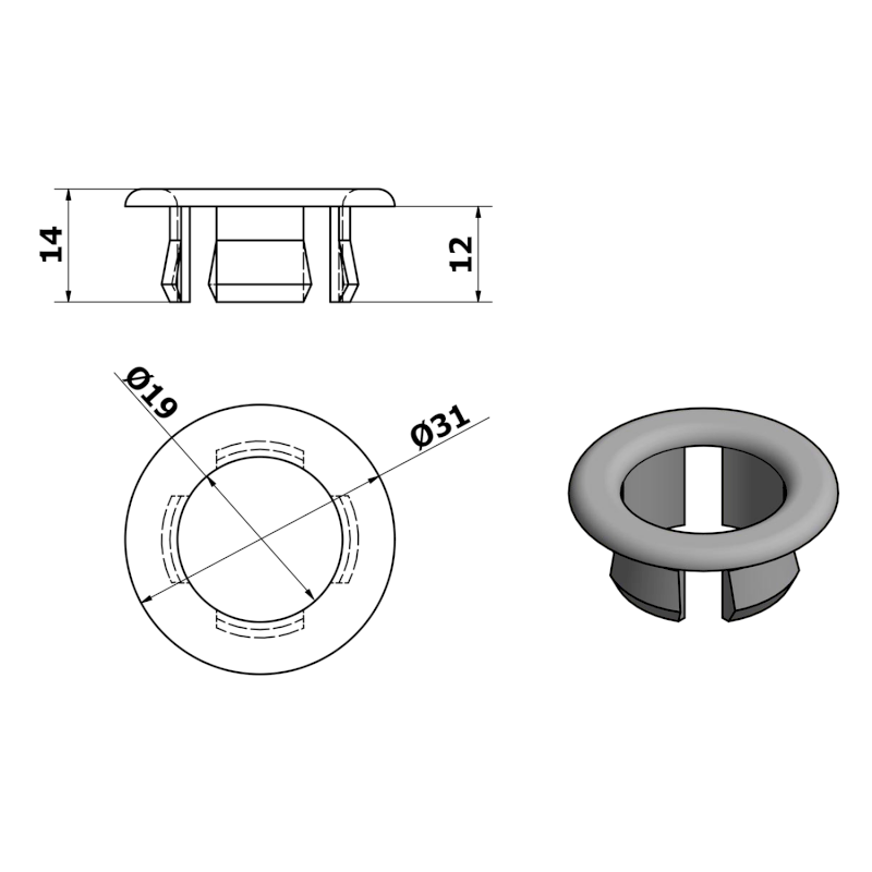 Krytka přepadu Ø 30mm, chrom ND1601