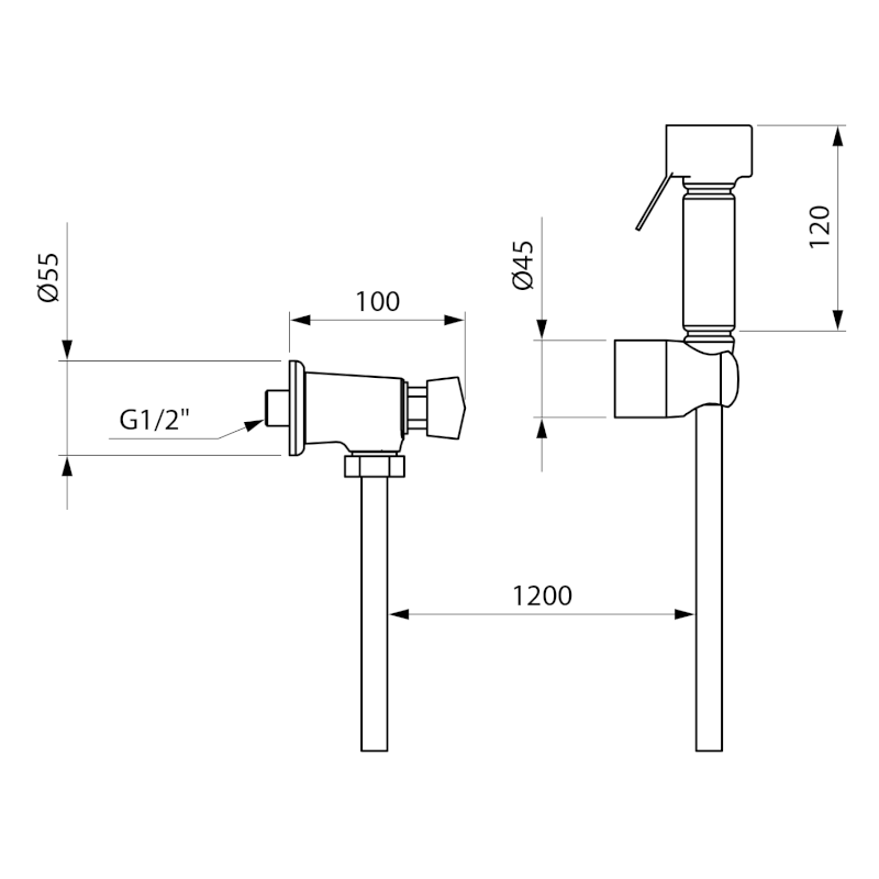 TEMPOR samouzavírací nástěnný ventil s bidetovou sprškou, chrom 937.040.1