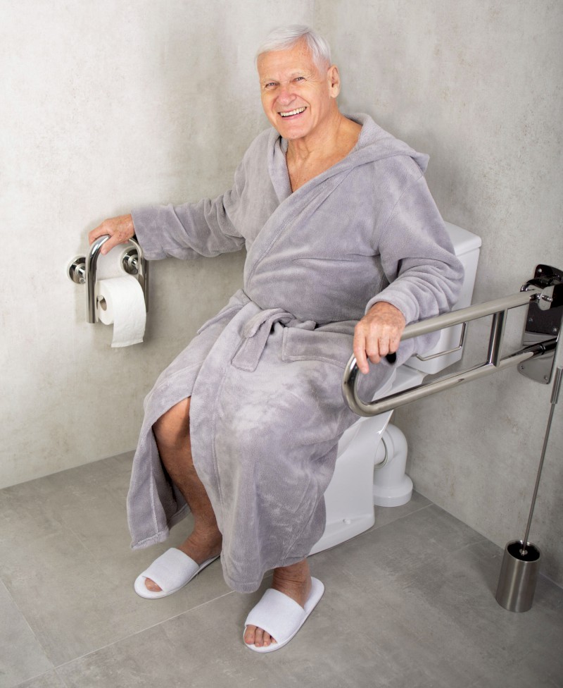 HANDICAP madlo s držákem toaletního papíru, chrom A220300