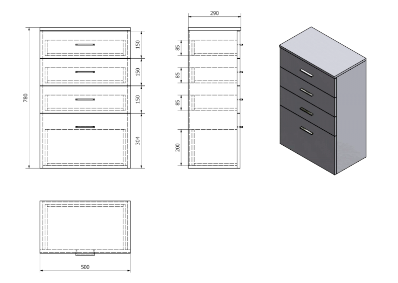 ZOJA/KERAMIA FRESH skříňka spodní 50x78x29cm, bílá, zásuvková 50308