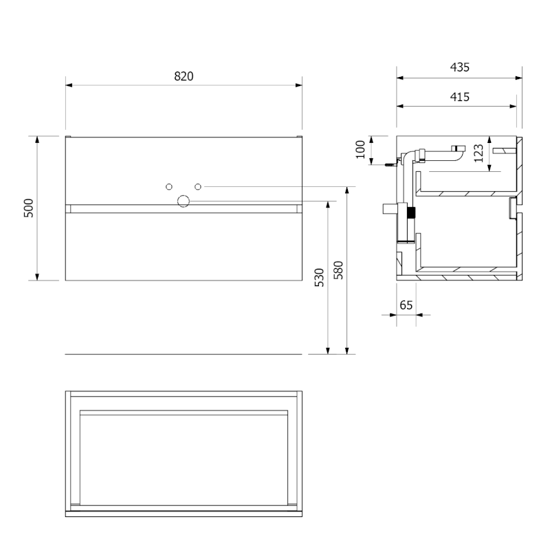 ODETTA umyvadlová skříňka 82x50x43,5cm, dub stříbrný DT085-1111