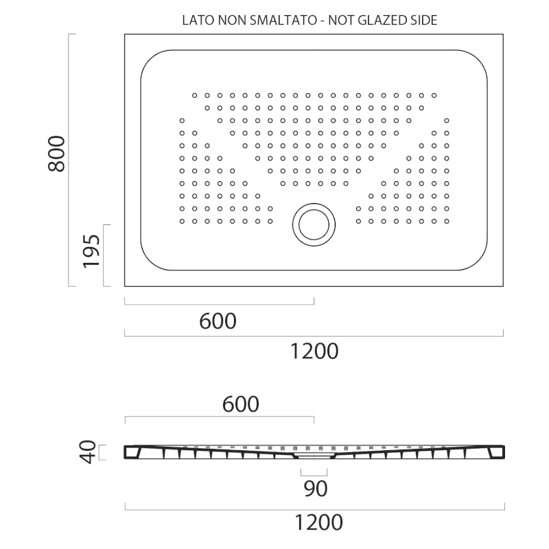Keramická sprchová vanička, obdélník 120x80x4cm, bílá ExtraGlaze 47120811