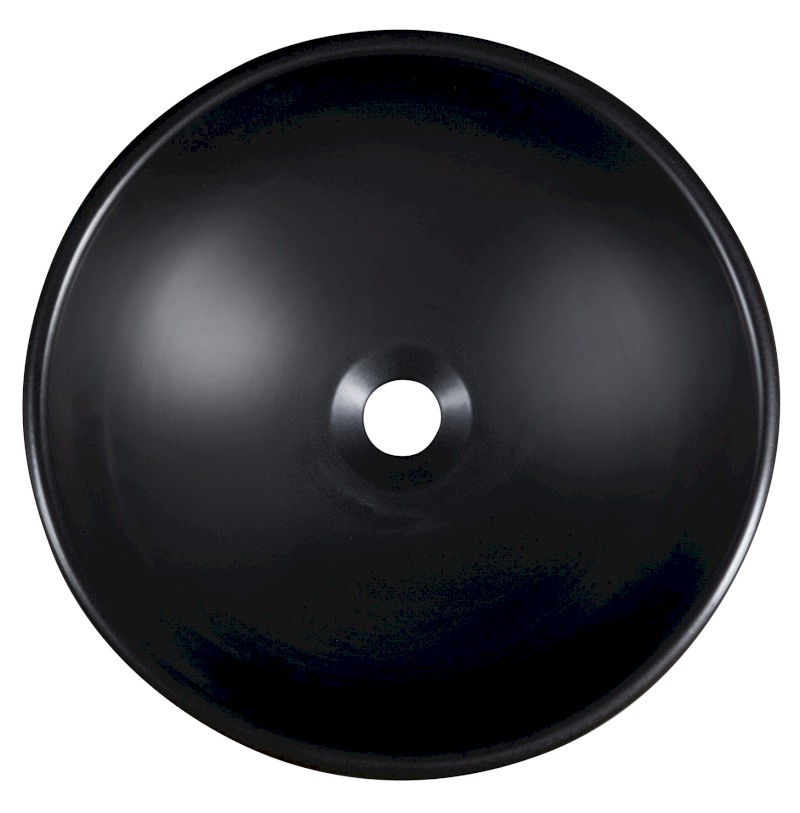 PRIORI keramické umyvadlo na desku, Ø 41cm, černá s modrým vzorem PI034