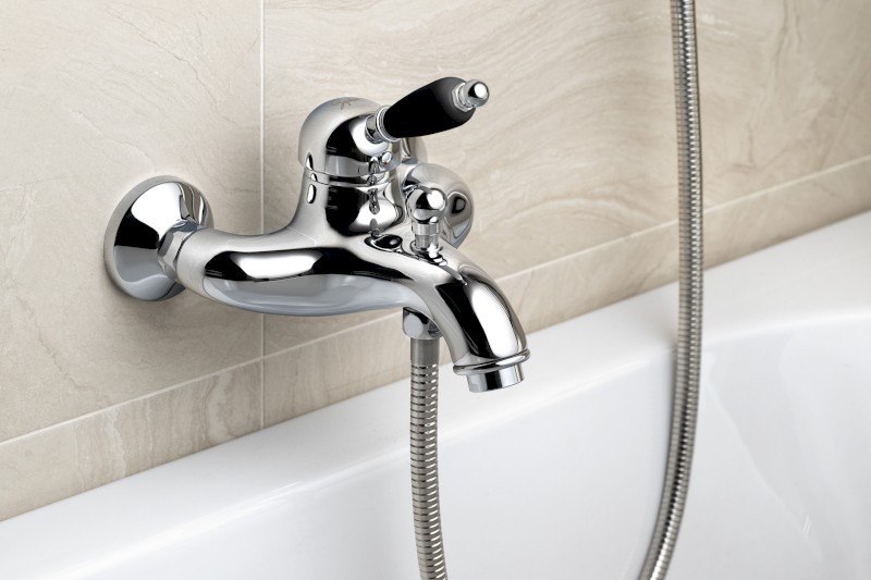 KIRKÉ BLACK nástěnná vanová baterie, černá páčka, chrom KI10NC