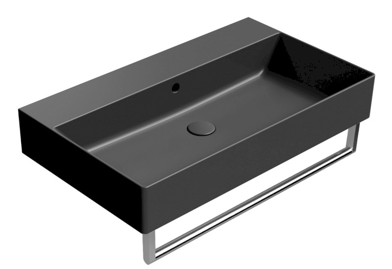 KUBE X keramické umyvadlo 80x47cm, bez otvoru, černá mat 9422026