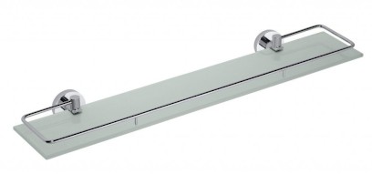 X-ROUND E polička skleněná s výklopnou hrazdou 600x130mm, mléčné sklo, chrom XR600