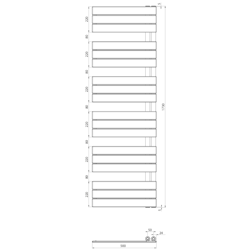 MYTHOS otopné těleso 500x1730mm, černá mat LLM517B