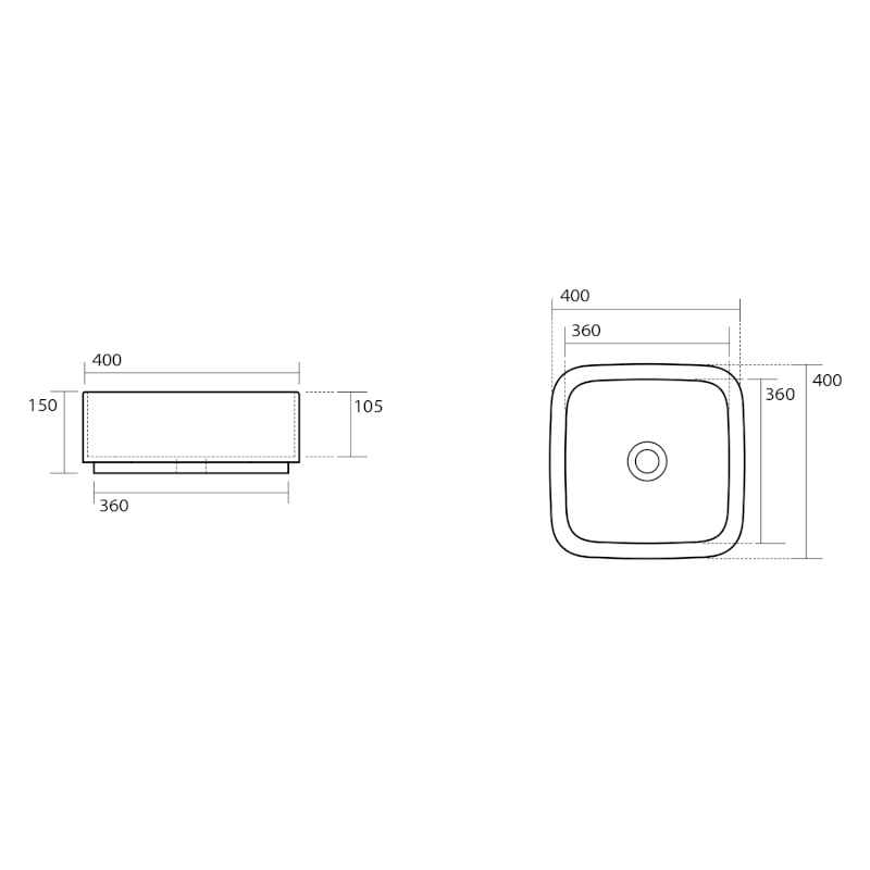 HAKO keramické umyvadlo na desku 40x40cm, verde mat 554411