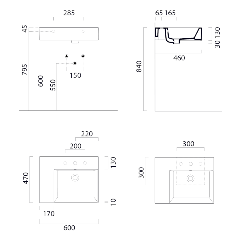 KUBE X keramické umyvadlo 60x47cm, s odkládací plochou vlevo, bílá ExtraGlaze 9439111