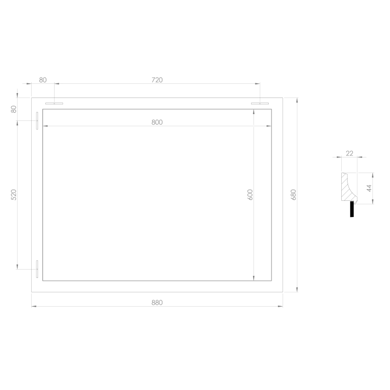 ROMINA zrcadlo v dřevěném rámu 68x88cm, bronzová patina NL397