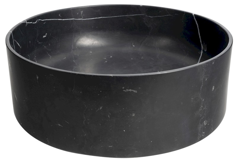 BLOK kamenné umyvadlo na desku, Ø 40cm, matný černý Marquin 2401-52