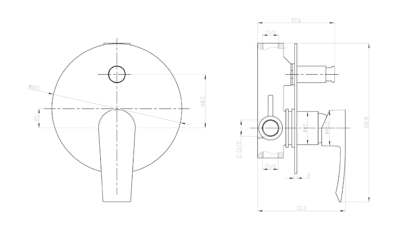 PAX podomítková sprchová baterie, 2 výstupy, chrom XA62