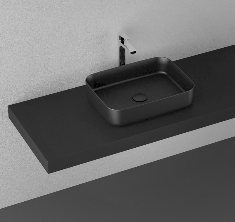 INFINITY RECTANGLE keramické umyvadlo na desku, 50x36cm, černá mat 10NF65050-2N