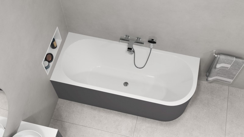 VIVA L MONOLITH asymetrická vana 170x75x60cm, bílá/carina 70119M.41