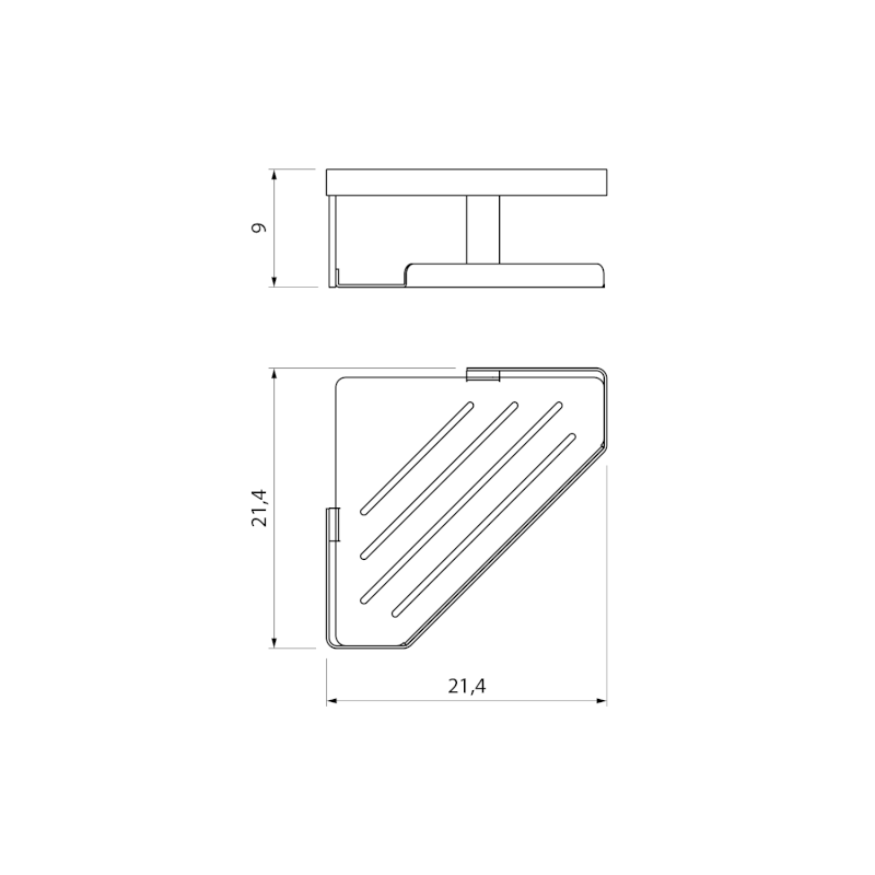 MYLINE rohová polička do sprchy, 214x90x214mm, nerez lesk 105T12100