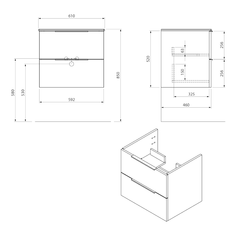 CIRASA umyvadlová skříňka 59,2x52x46cm, dub cuneo CR611-2525
