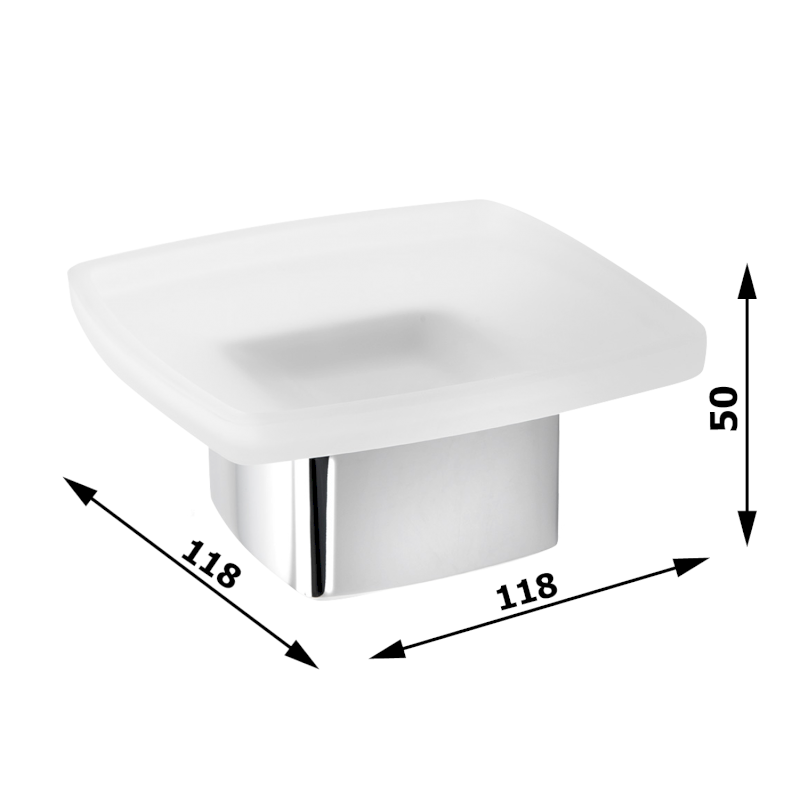 LOUNGE mýdlenka na postavení, mléčné sklo, černá mat 545114