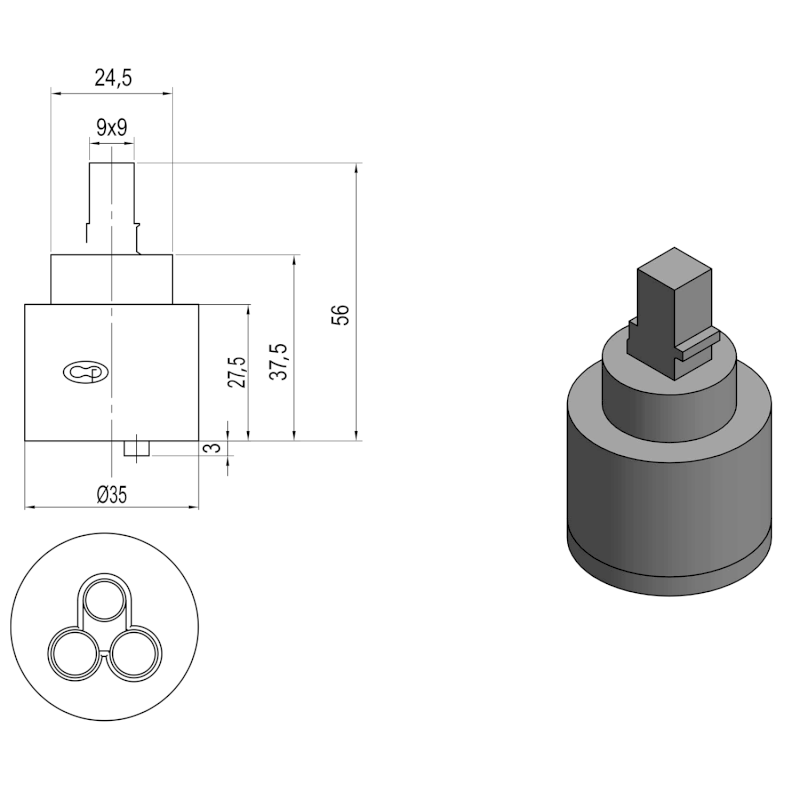 Směšovací kartuše 35mm, nízká 521601