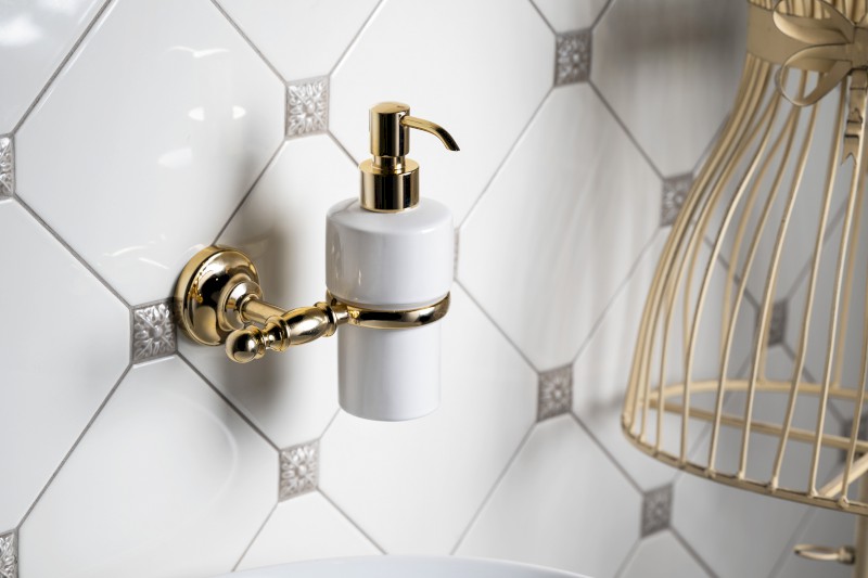 PERLA dávkovač mýdla, keramika, zlato PE1085