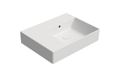 KUBE X keramické umyvadlo 60x47cm, s odkládací plochou vlevo, bez otvoru, bílá mat 9439009