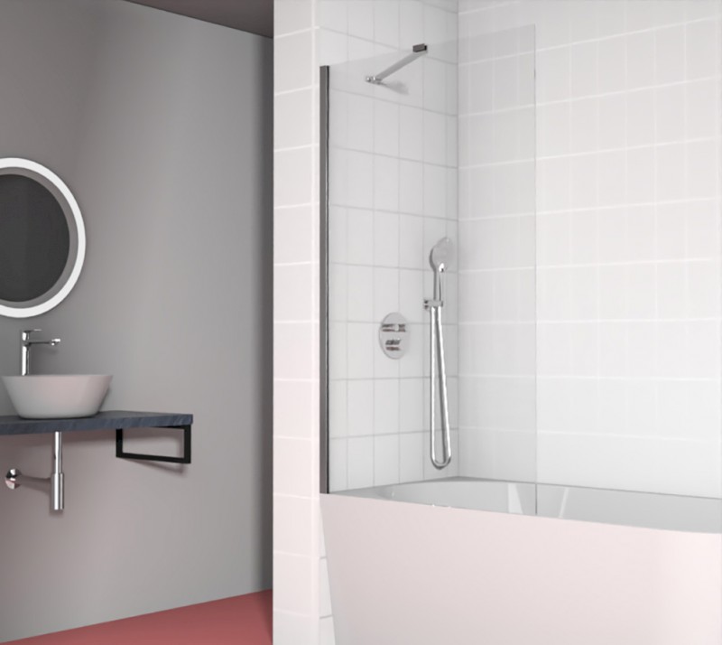 Vanová zástěna 900x1500mm, chrom, čiré sklo 6590150