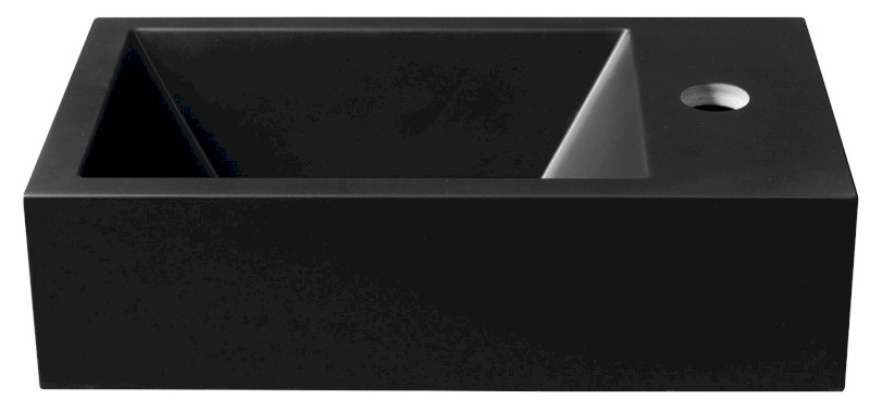 AMAROK umývátko, litý mramor, 40x22cm, baterie vpravo, černá mat AR500B