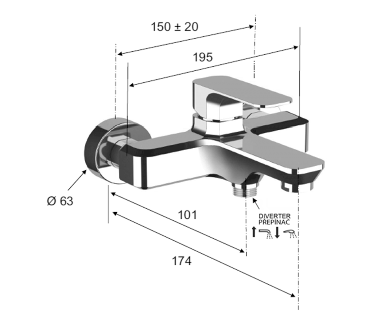 SPY nástěnná vanová baterie, bílá mat PY10/14