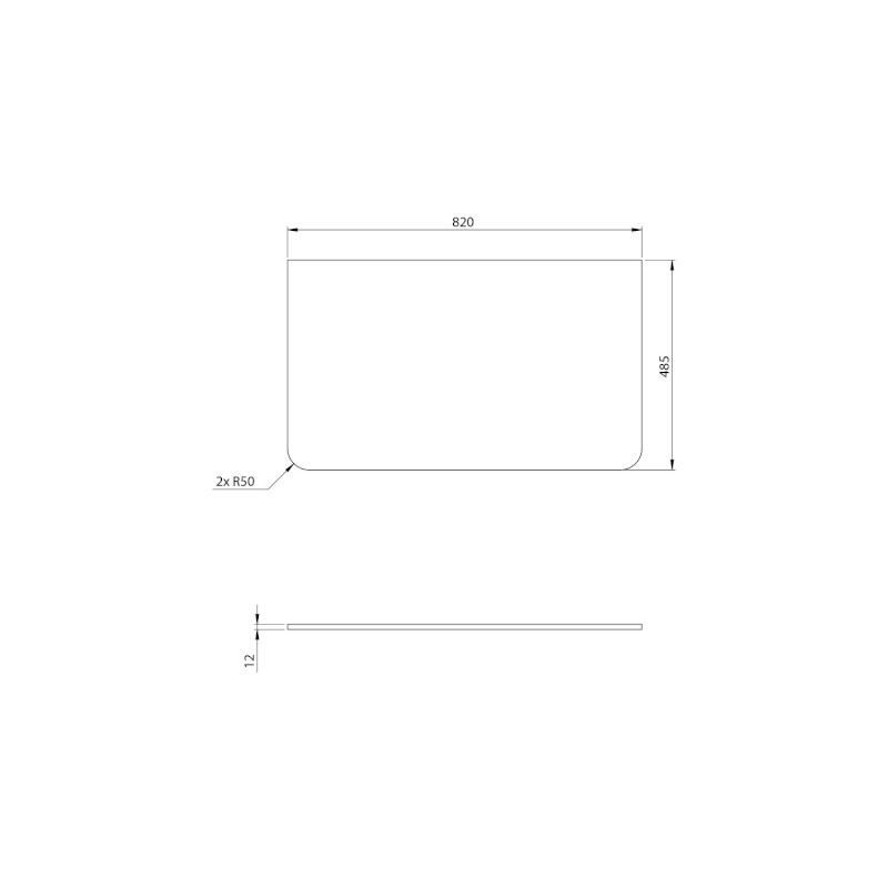 PREMIO deska kompozit 82x1,2x48,5cm, černá mat PRE080-3535