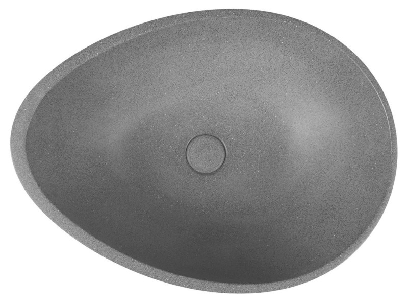 PUNC betonové umyvadlo na desku, včetně výpusti, 53x39cm, černý granit BH7001