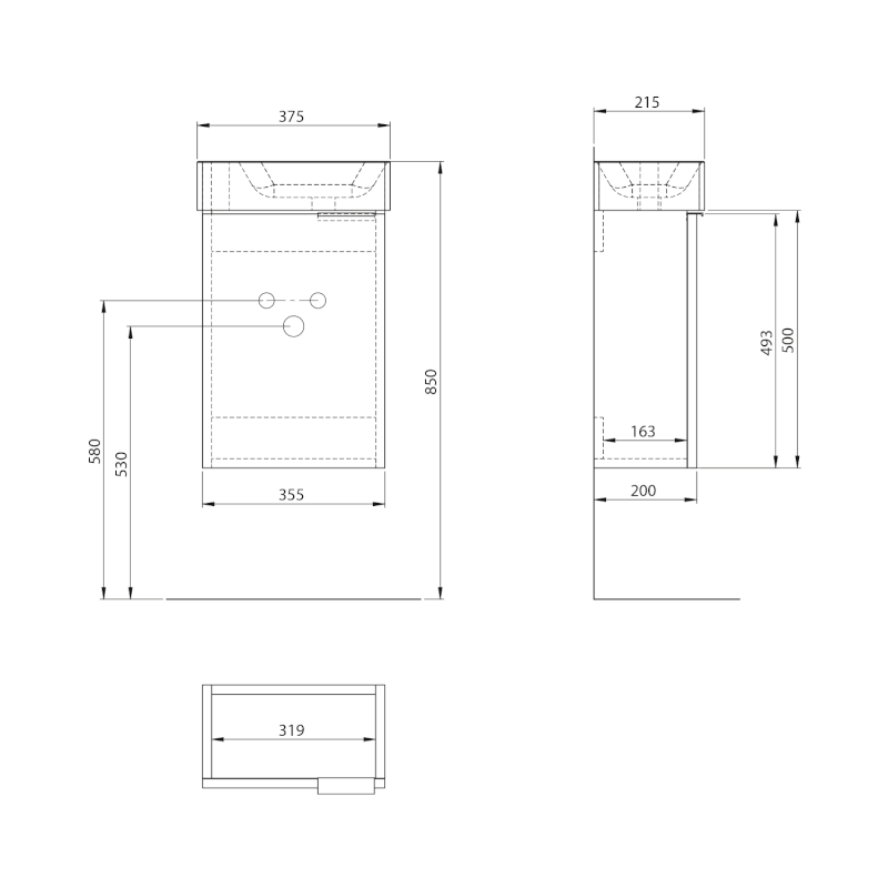 LATUS XII umyvadlová skříňka 35,5x50x20cm, antracit matný LT112-3434