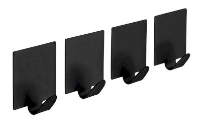 Samolepící háček, sada 4 ks, černá mat 33201