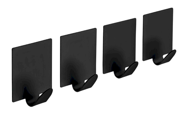 Samolepící háček, sada 4 ks, černá mat 33201