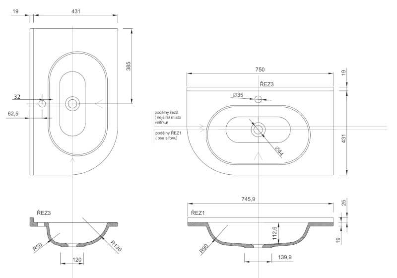 PULSE umyvadlo rohové, litý mramor, 75x45cm, pravé, bílá BM658