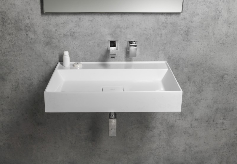 GODIVA umyvadlo, litý mramor, 68x44cm, bez otvoru, bílá GU068-0