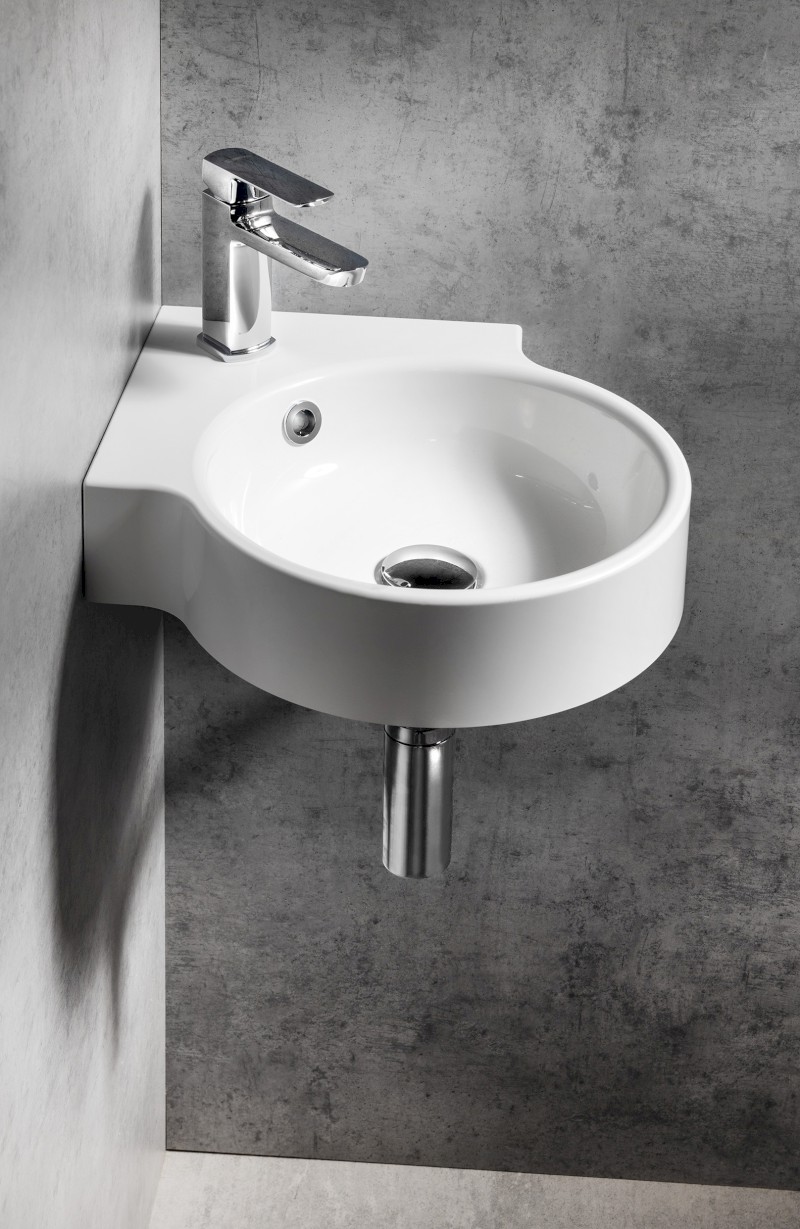 KAORI umyvadlo rohové, litý mramor, 38x38cm, bílá KR038