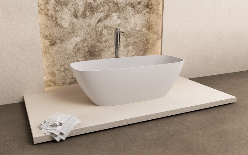 MEDINA volně stojící vana, solid surface, 165x70x52cm, bílá mat 92430