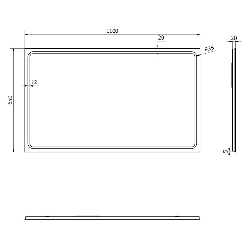 GEMINI zrcadlo s LED osvětlením 110x65cm GM110