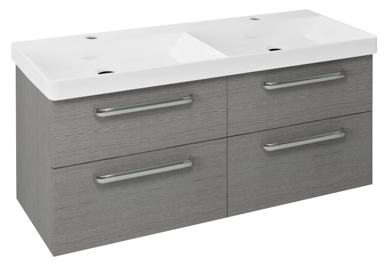 THEIA dvojumyvadlová skříňka 116x50x44,2cm, 4xzásuvka, dub stříbrný TH120-1111