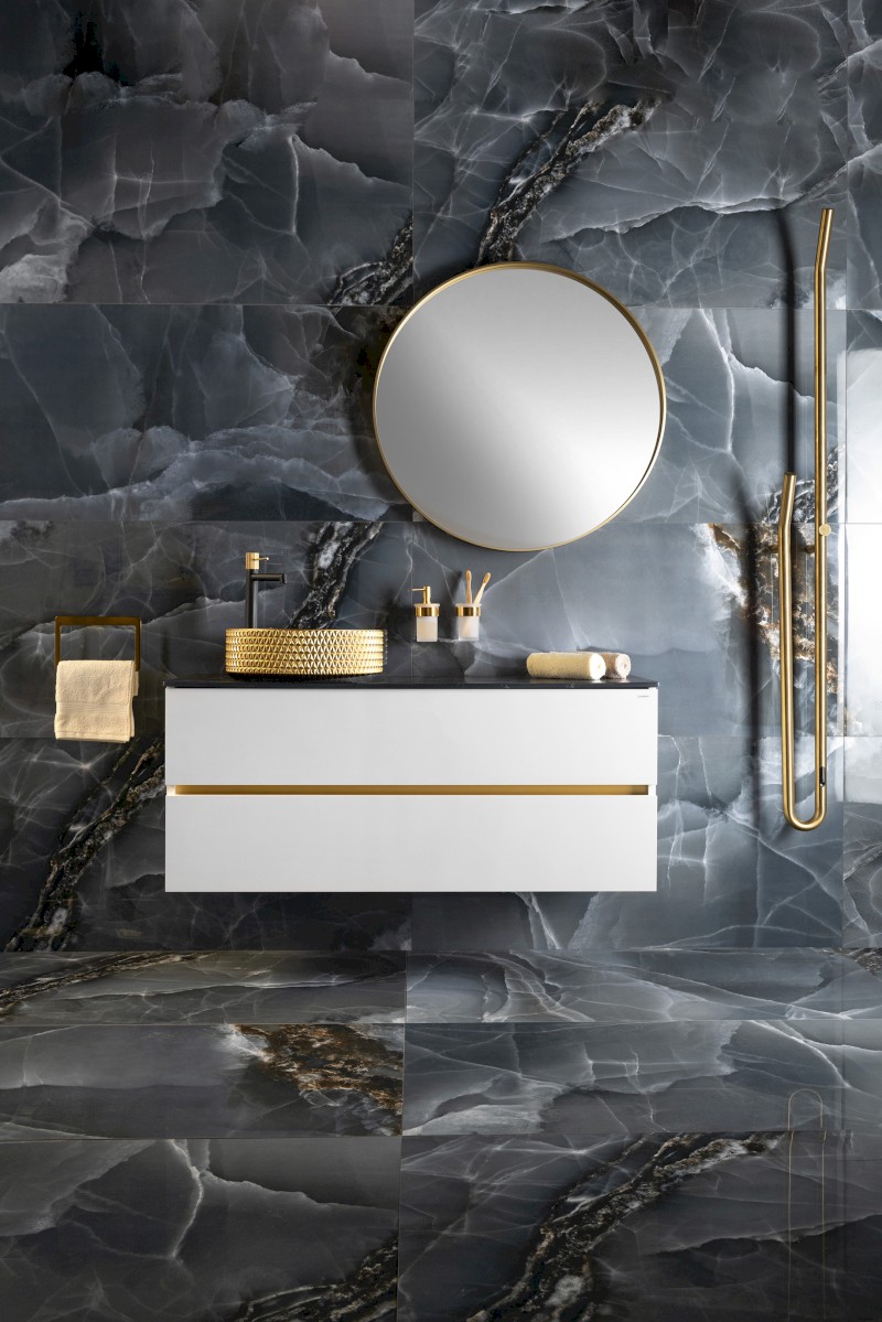 NOTION kulaté zrcadlo v rámu ø 60cm, zlato mat NT600G