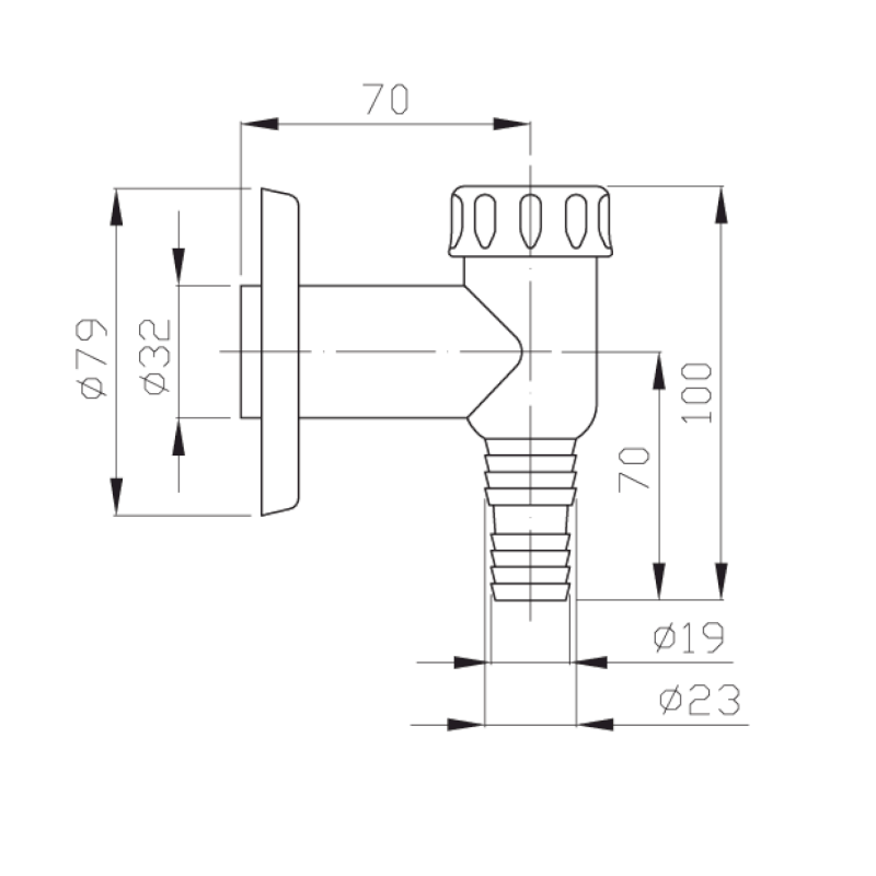 Venkovní pračkový sifon, DN32, bílá 168.303.0
