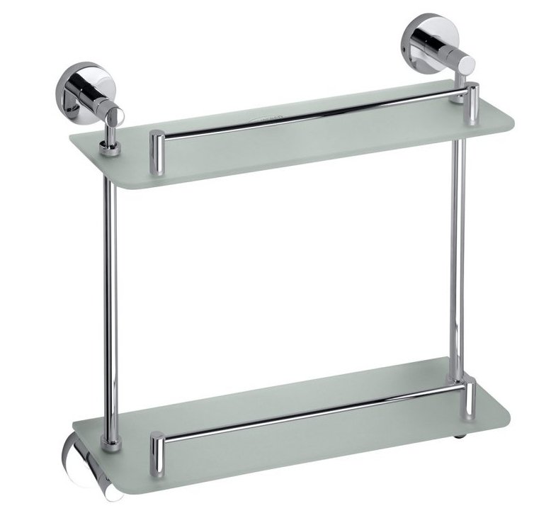 X-ROUND E skleněná polička dvojitá 400mm, chrom XR602