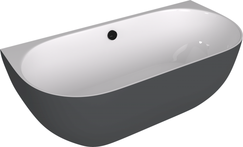 PAGODA nástěnná vana litý mramor 170x85x58cm, bílá/antracit mat 72976.52