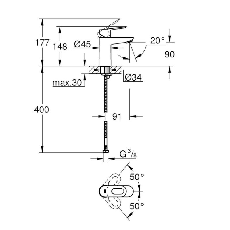 BauLoop Umyvadlová baterie, chrom GROHE 23337000