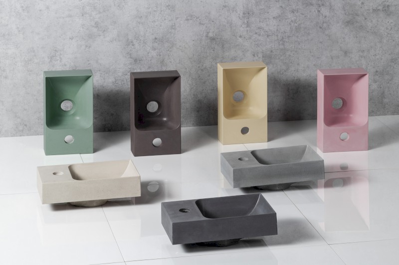 PICCOLINO betonové umývátko 30,8x17cm, baterie vpravo, písková mat PK30514