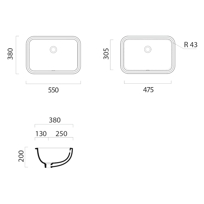 PURA/CLASSIC keramické umyvadlo pod desku 38x55cm, bílá ExtraGlaze 724311