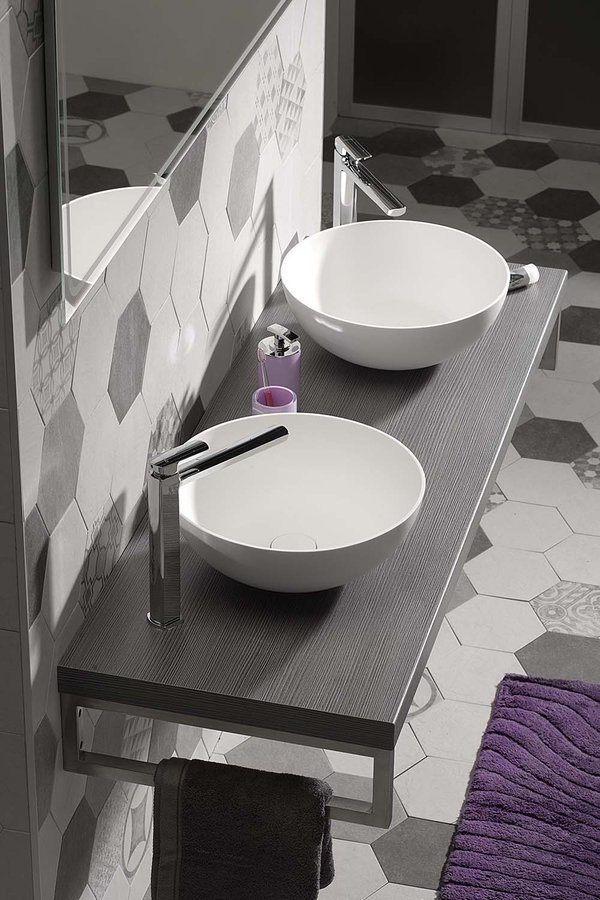 THIN umyvadlo na desku, Rockstone Ø 39 cm, bílá mat WN185